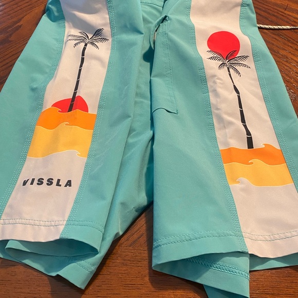 Vissla Boardshorts Mens 38 Blue Surf Drawstring Swim Poly Stretch - Picture 5 of 7